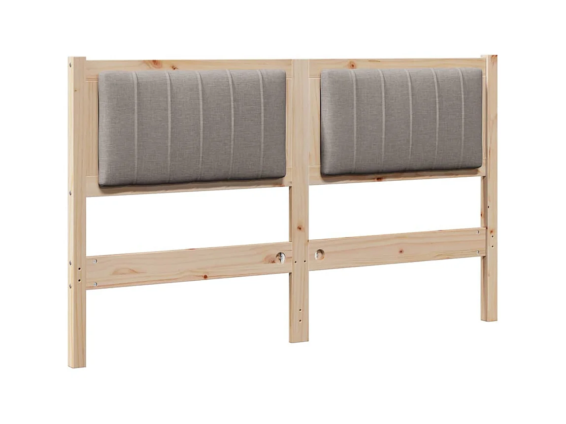 Cabecero tapizado Marrón 135 cm Madera de Pino Sólido y Tela