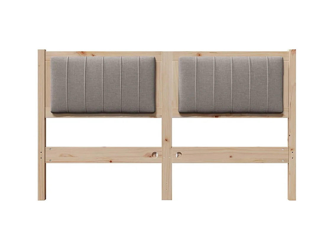 Cabecero tapizado Marrón 135 cm Madera de Pino Sólido y Tela
