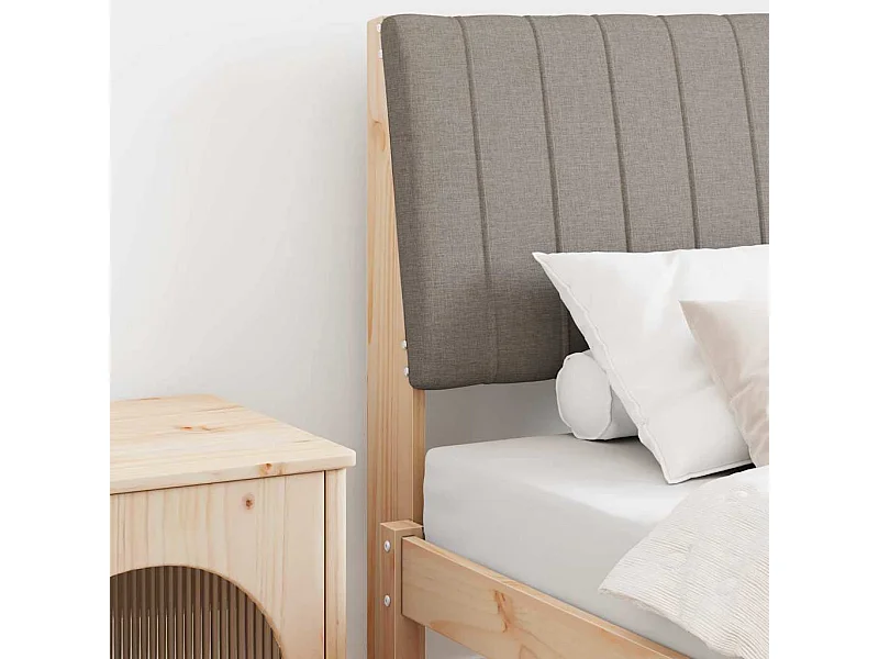 Tête de lit capitonnée Taupe 80 cm Pin massif