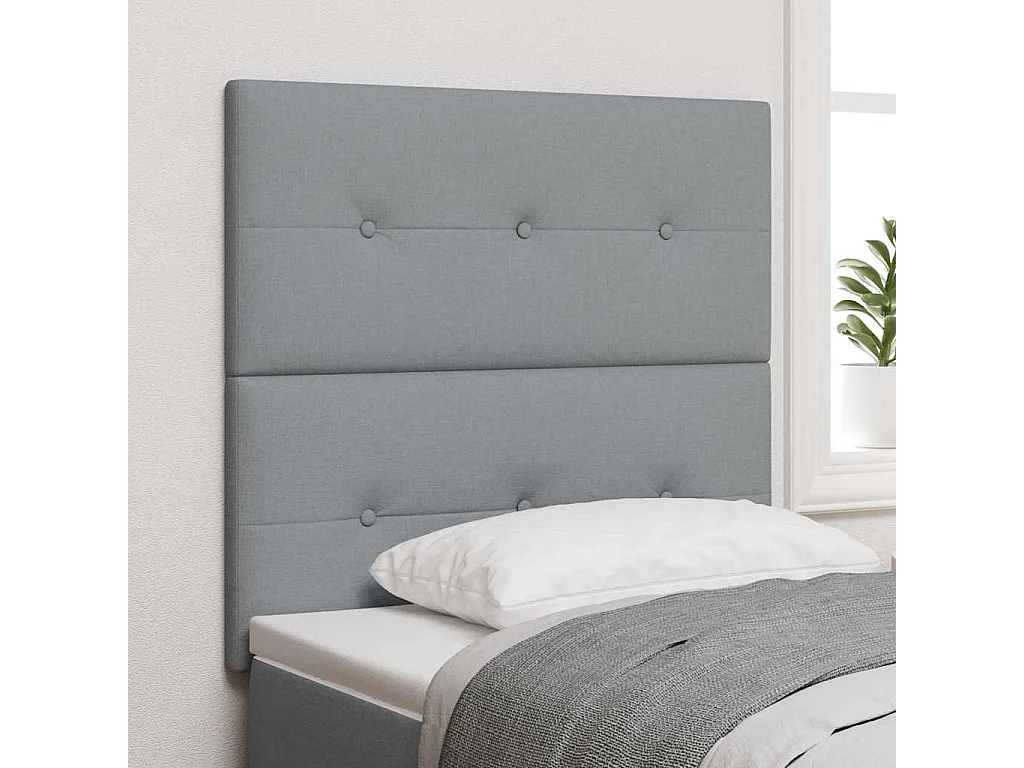 Tête de Lit LED avec des lumières à LED Gris clair 90 cm tissu