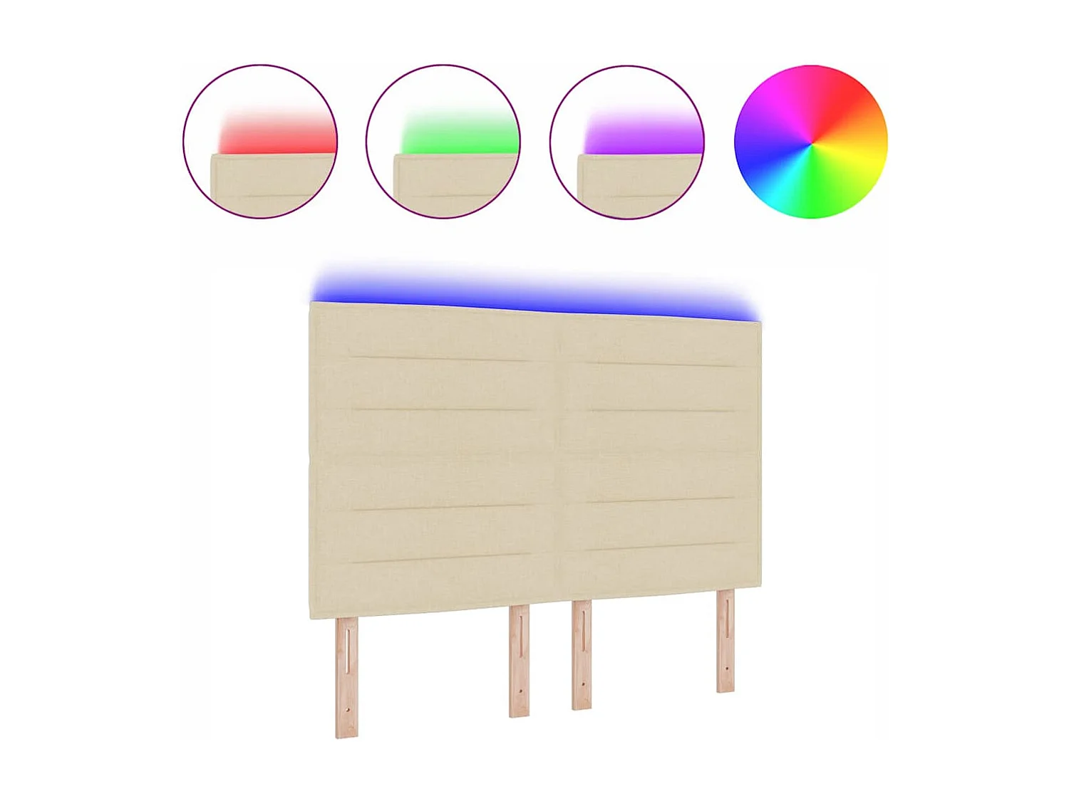 Tête de lit LED avec des lumières à LED Crème 160 cm tissu