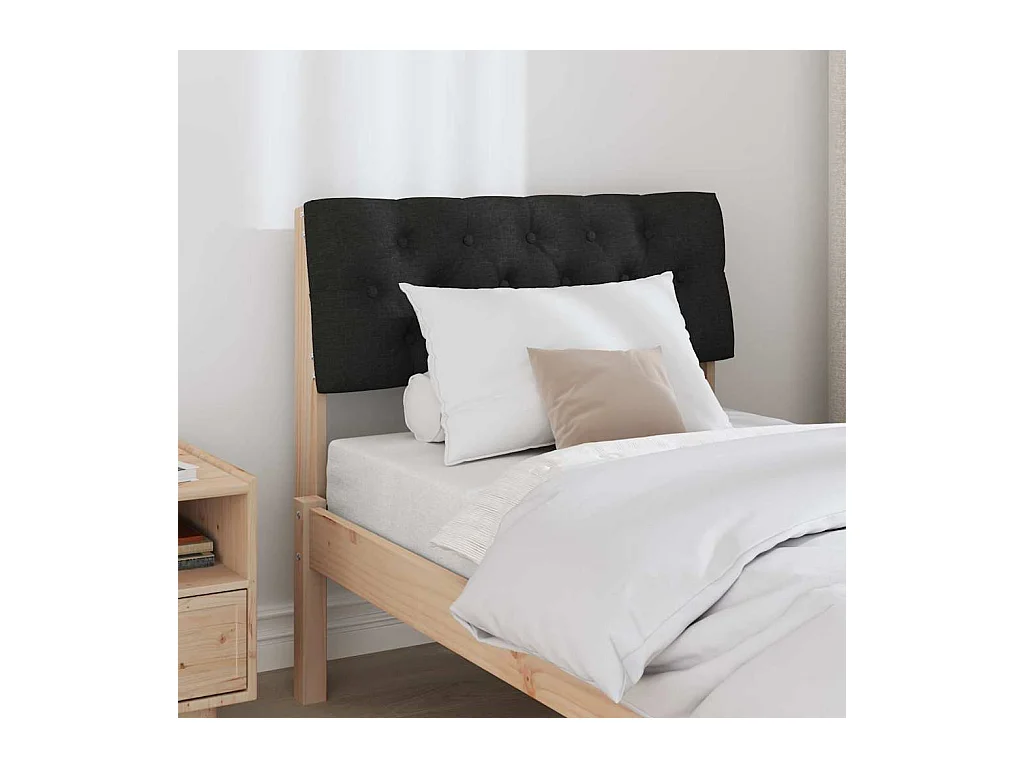 Cabeceira estofada Preto 75 cm Madeira de Pinheiro Sólida