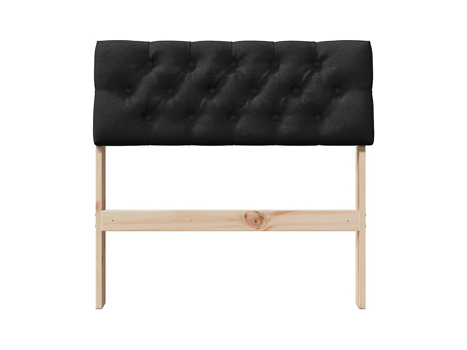 Cabeceira estofada Preto 75 cm Madeira de Pinheiro Sólida