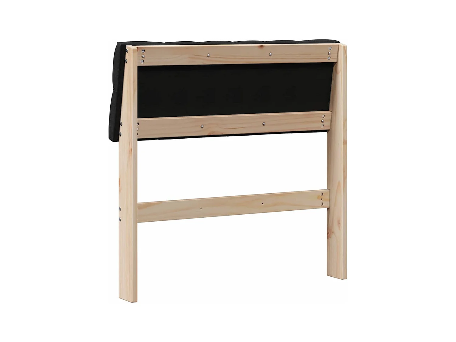 Cabeceira estofada Preto 75 cm Madeira de Pinheiro Sólida