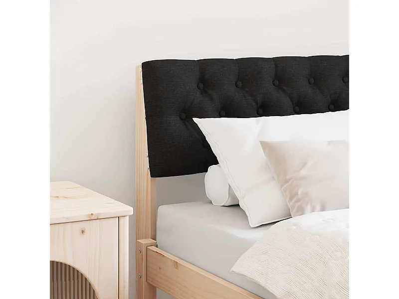 Cabecero tapizado Negro 75 cm Madera de pino macizo
