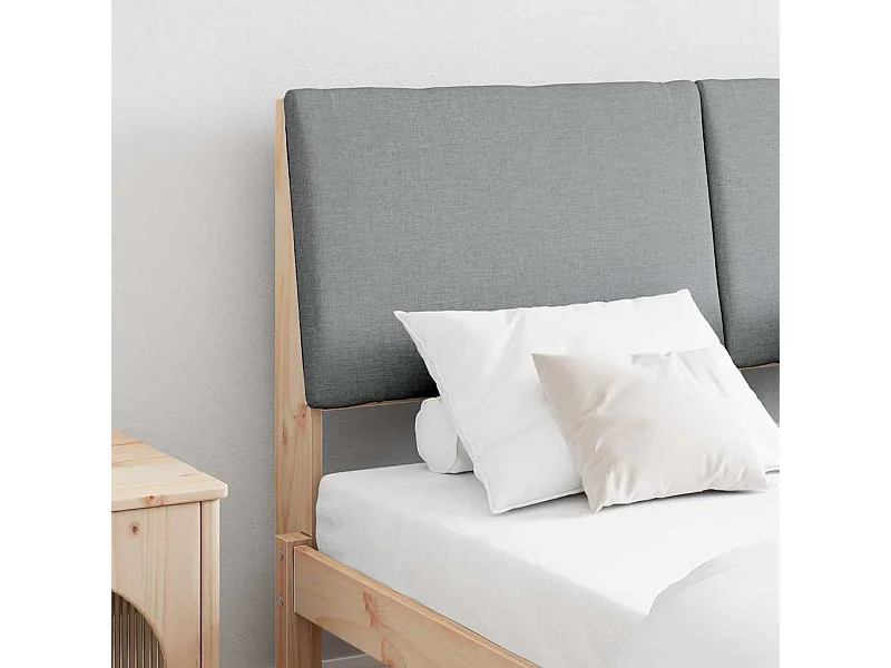 Tête de lit capitonnée Gris clair 140 cm Pin massif