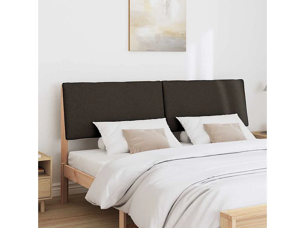 Cabecero tapizado Negro 200 cm Madera de pino macizo