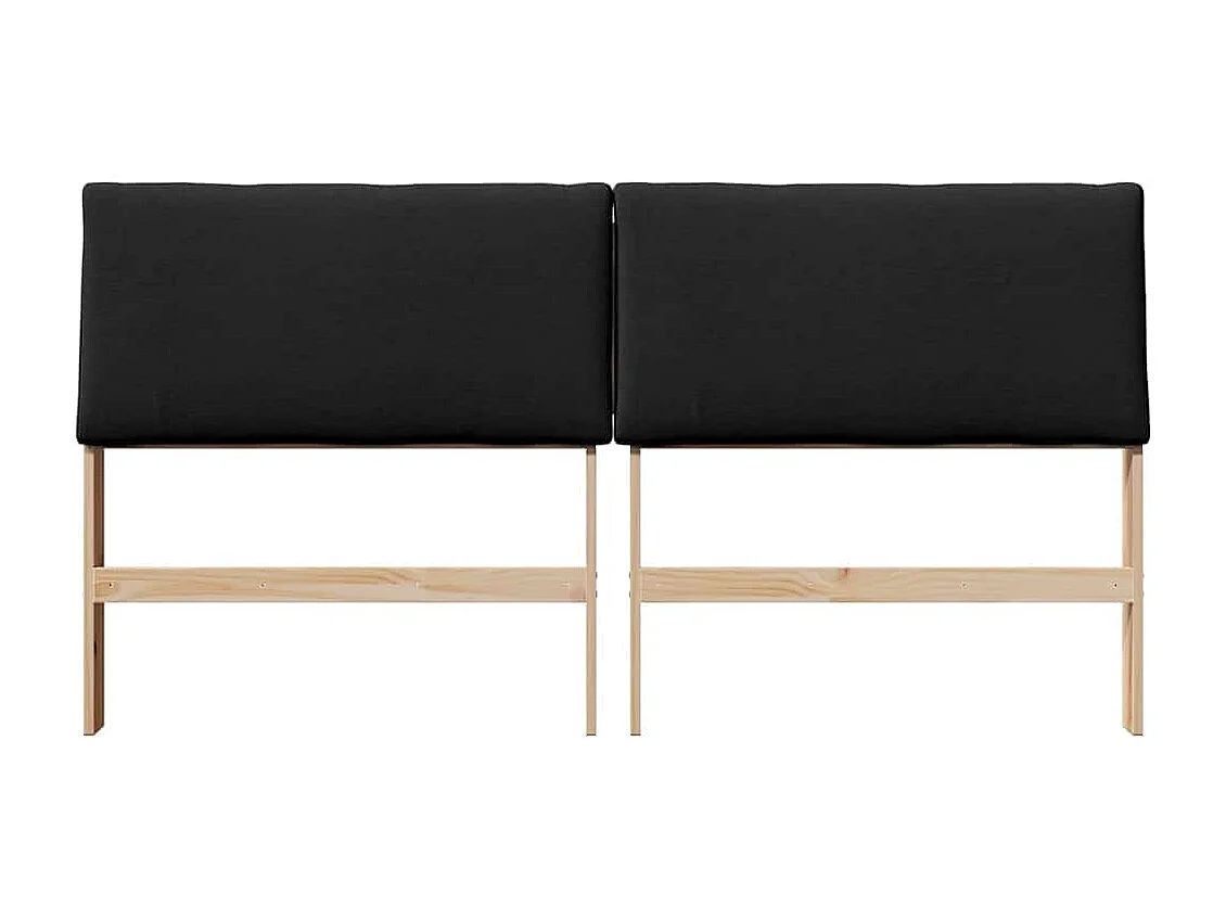 Cabecero tapizado Negro 200 cm Madera de pino macizo