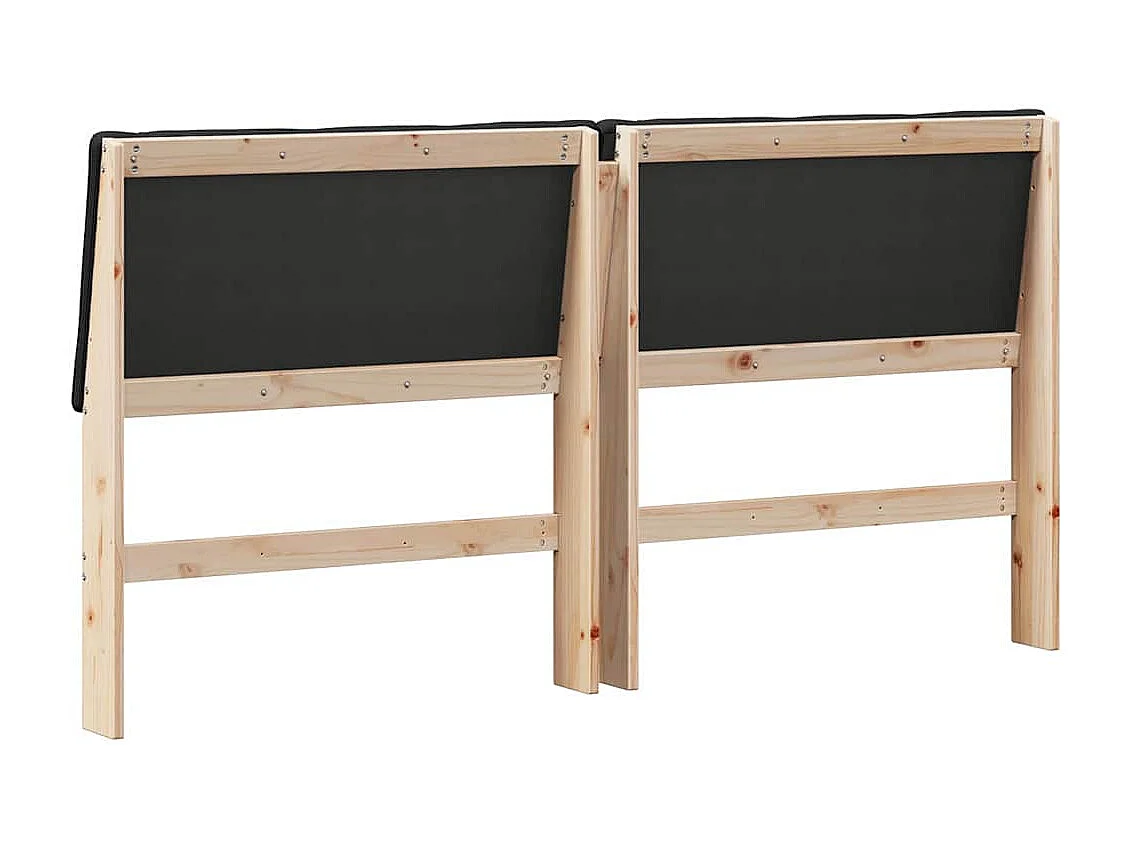Cabecero tapizado Negro 200 cm Madera de pino macizo