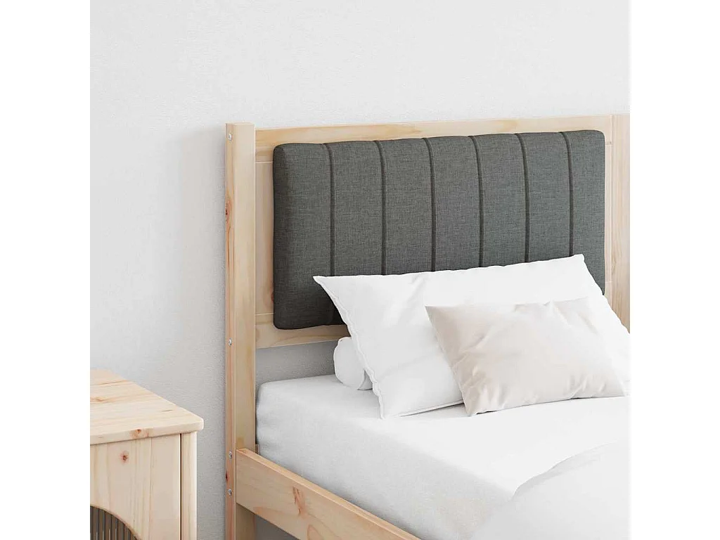 Cabecero tapizado Marrón 160 cm Madera de Pino Sólido y Tela