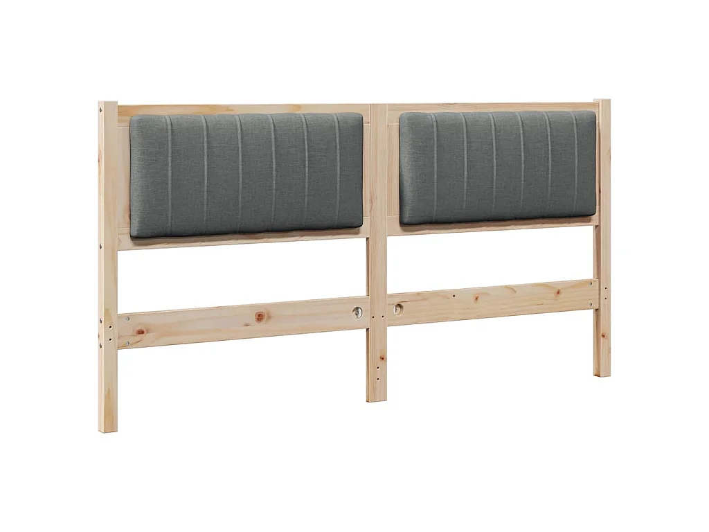 Cabecero tapizado Marrón 160 cm Madera de Pino Sólido y Tela
