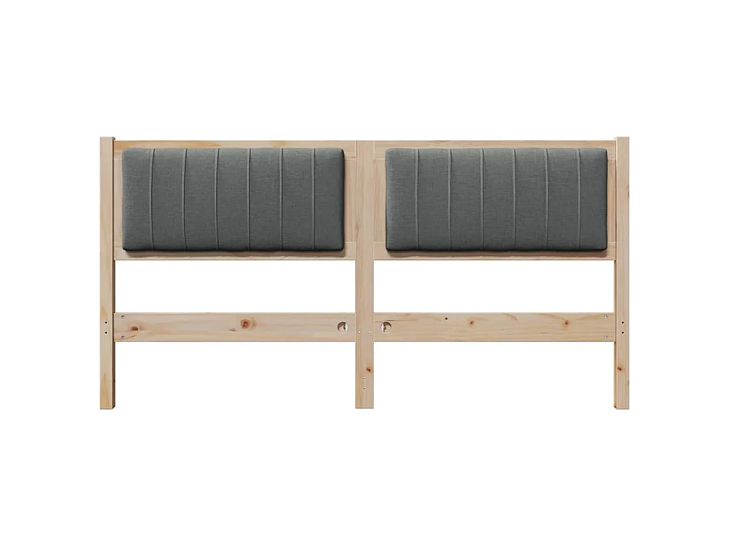 Cabecero tapizado Marrón 160 cm Madera de Pino Sólido y Tela