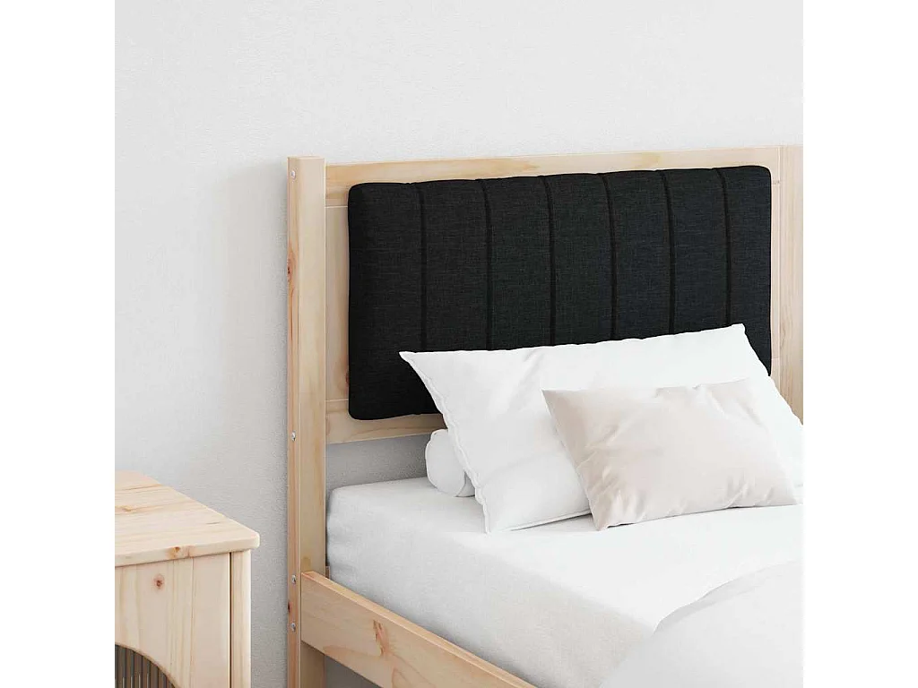 Cabecero tapizado Marrón 150 cm Madera de Pino Sólido y Tela