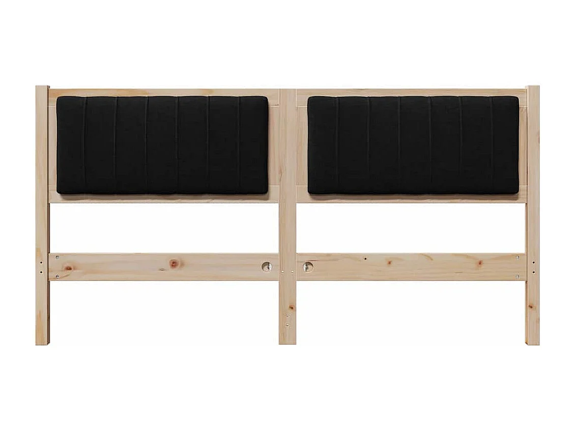 Cabecero tapizado Marrón 150 cm Madera de Pino Sólido y Tela