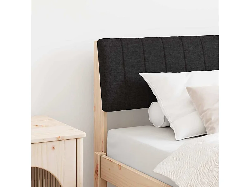 Cabecero tapizado Negro 80 cm Madera de pino macizo