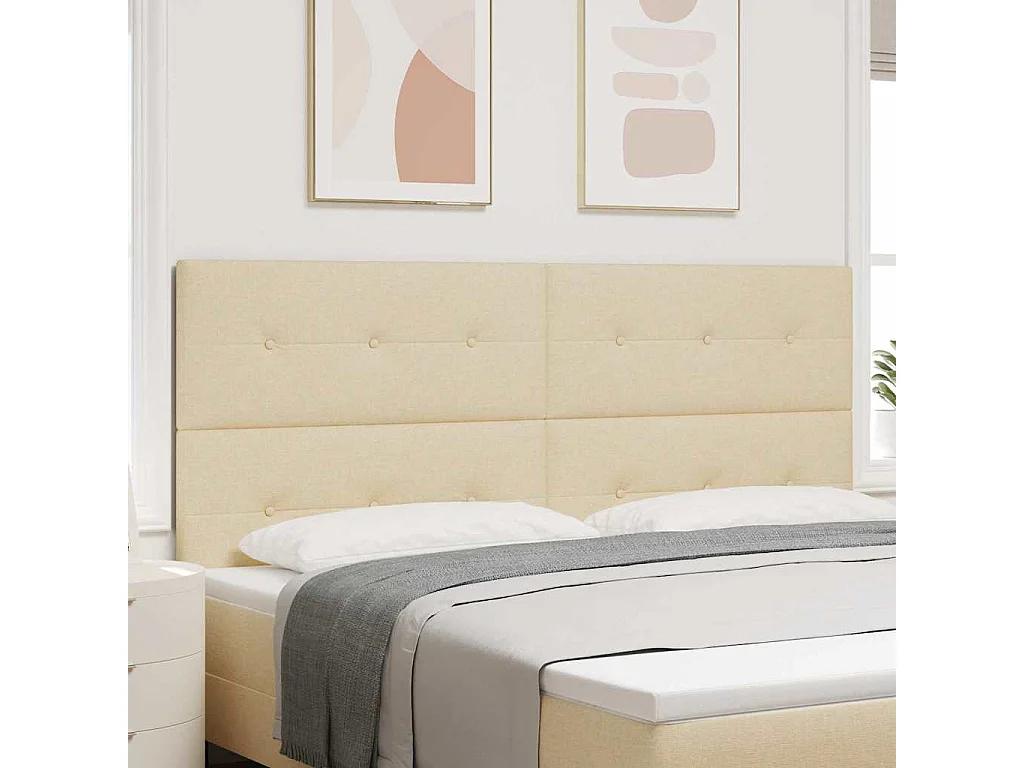 Tête de Lit LED avec des lumières à LED Crème 200 cm tissu