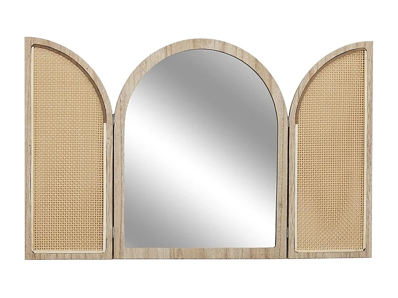 Miroir à volet effet bois et façades en rotin - MAYA