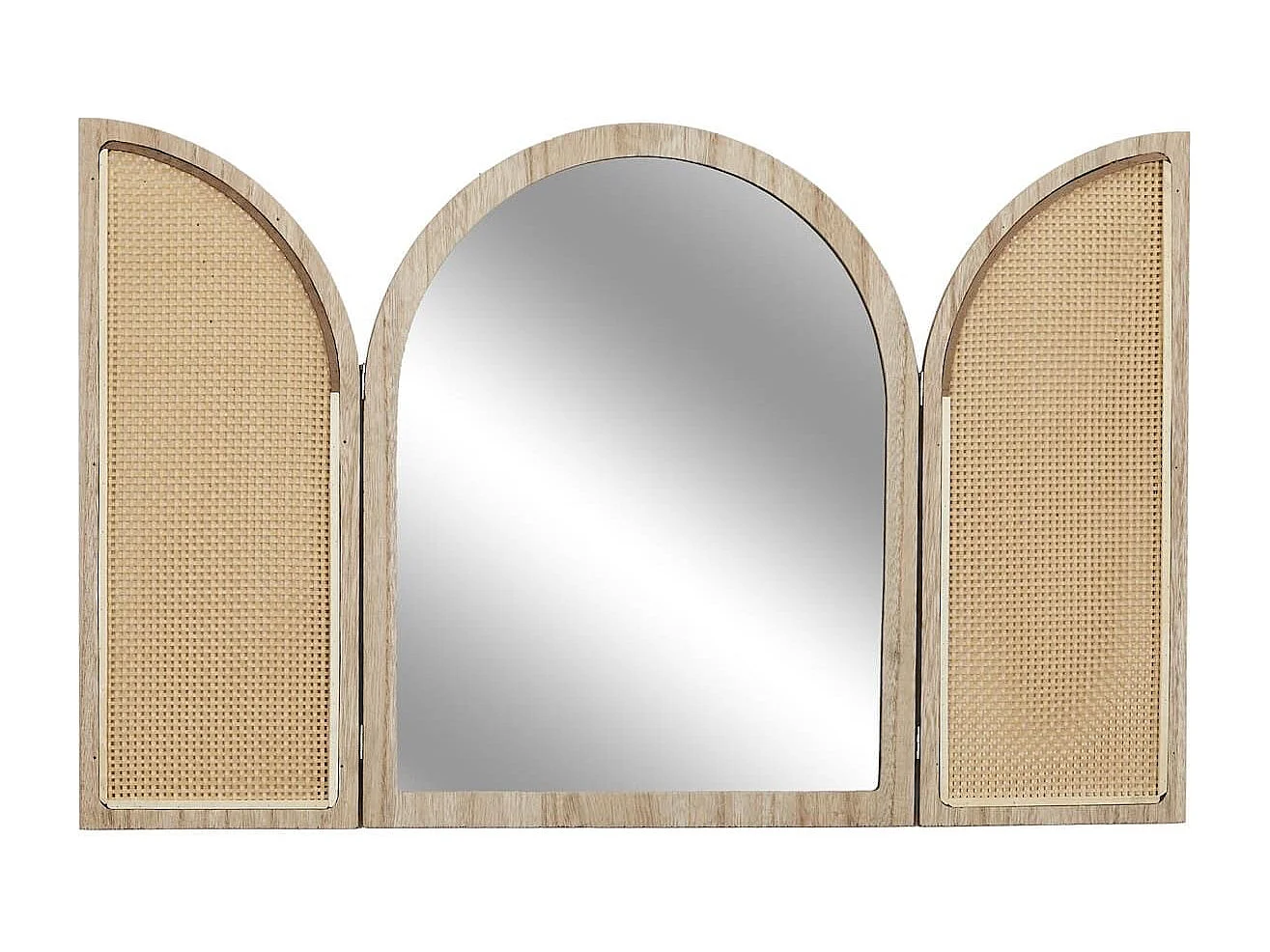 Miroir à volet effet bois et façades en rotin - MAYA