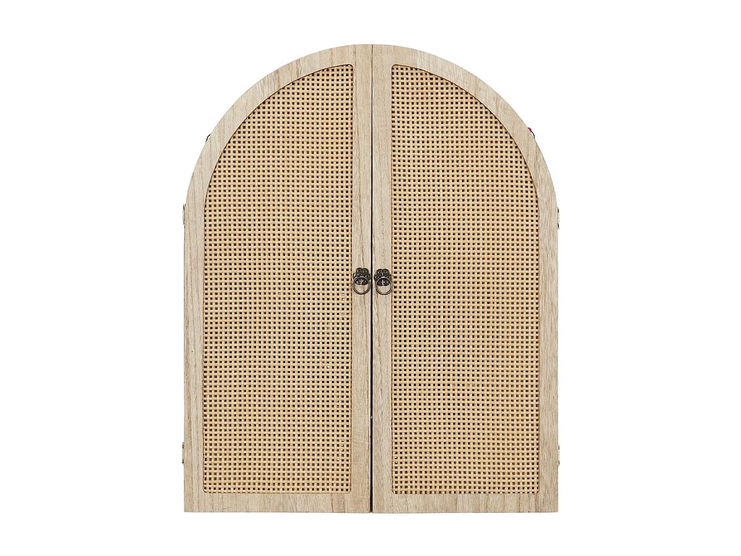 Miroir à volet effet bois et façades en rotin - MAYA