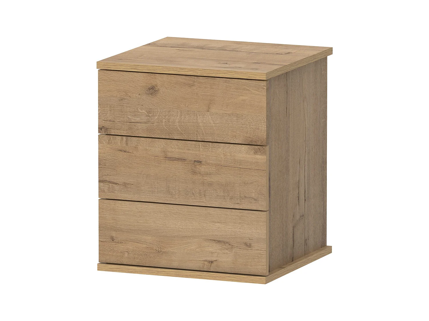 Table de nuit, table de chevet de 3 tiroirs coloris Chêne doré - Longueur 41 x Profondeur 40 x Hauteur 48,5 cm