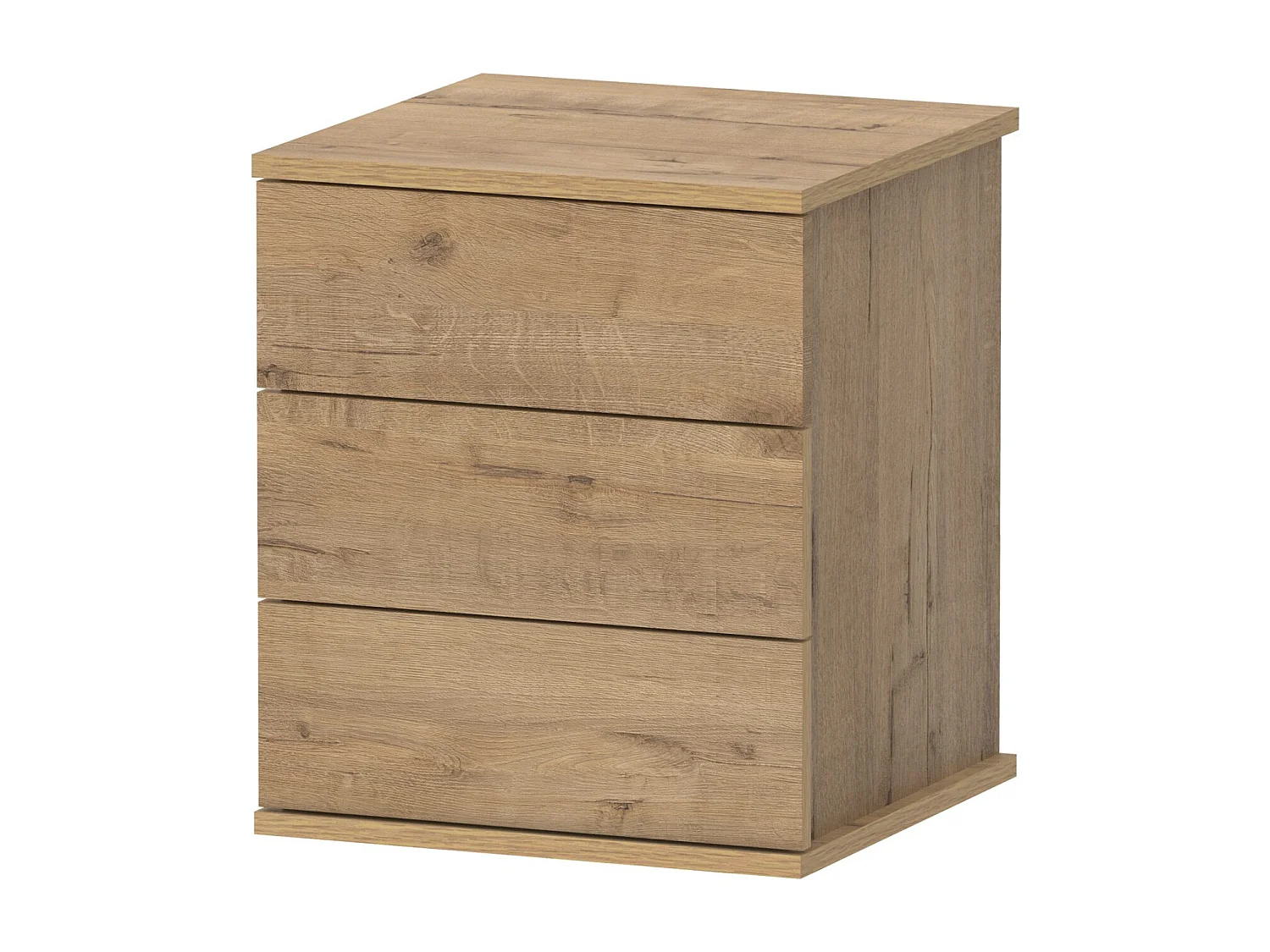 Table de nuit, table de chevet de 3 tiroirs coloris Chêne doré - Longueur 41 x Profondeur 40 x Hauteur 48,5 cm