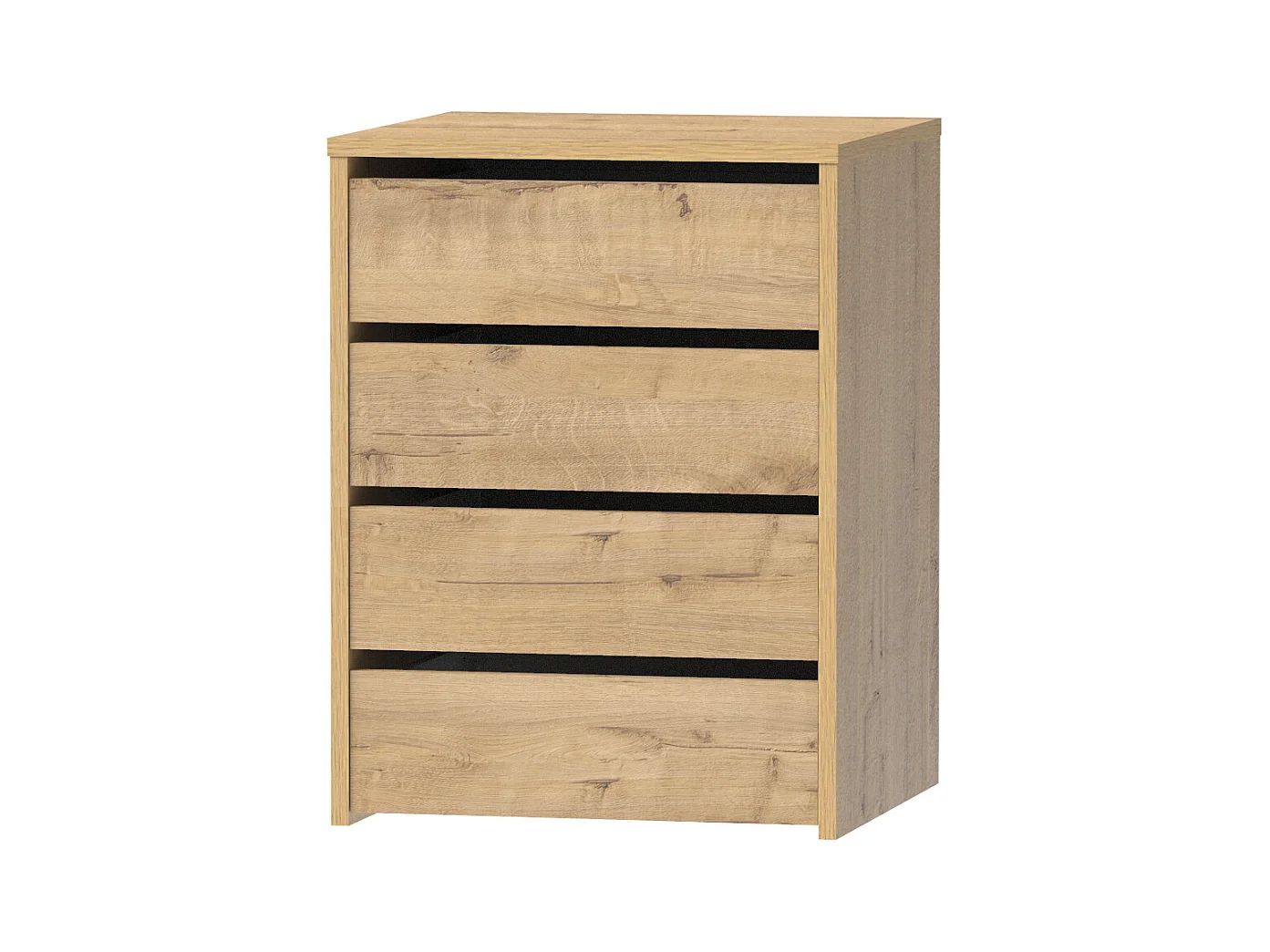 Table de nuit, table de chevet de 4 tiroirs, commode de chambre coloris Chêne doré - Longueur 46 x Profondeur 45 x Hauteur 63,5 cm