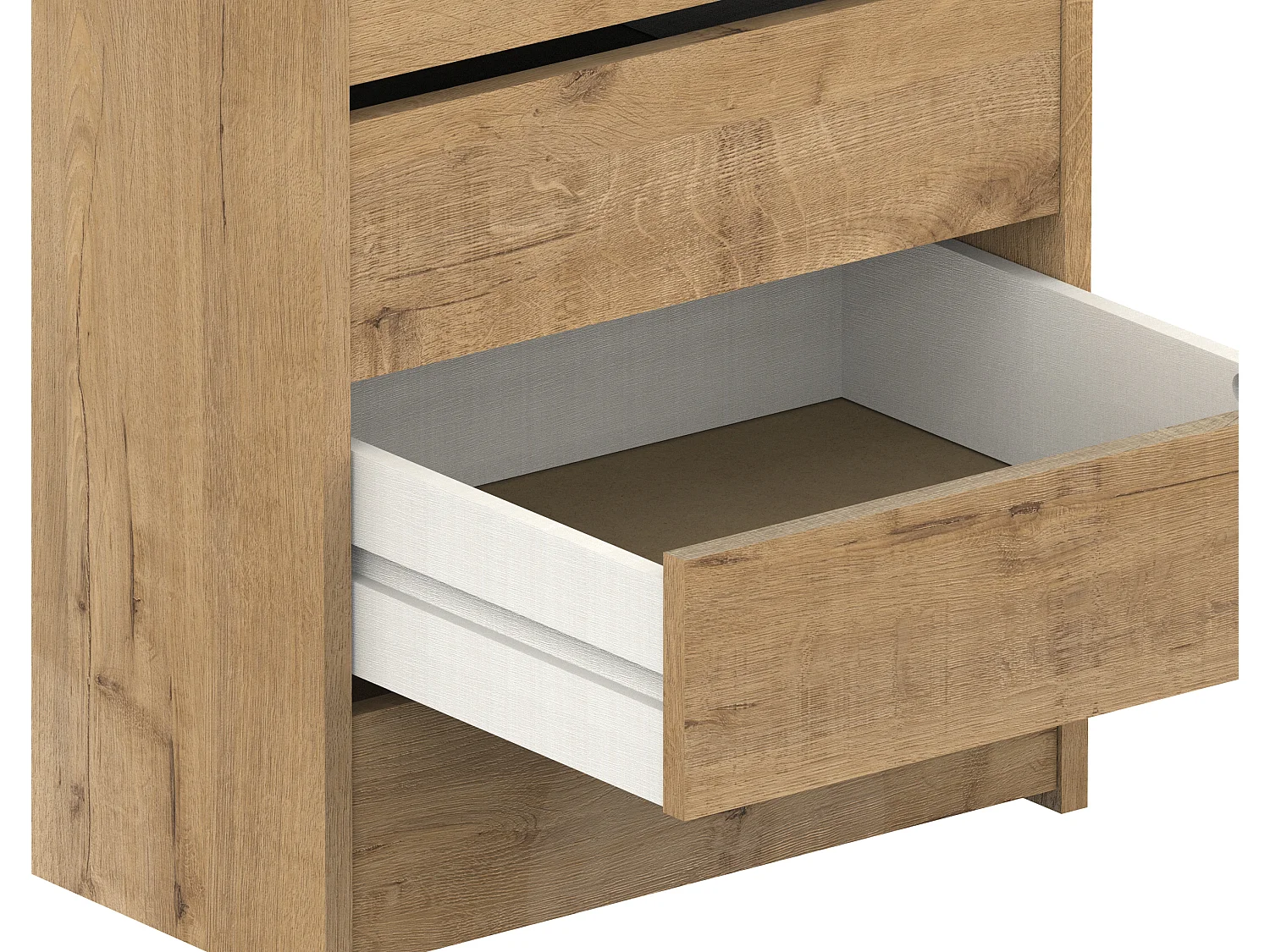 Table de nuit, table de chevet de 4 tiroirs, commode de chambre coloris Chêne doré - Longueur 46 x Profondeur 45 x Hauteur 63,5 cm