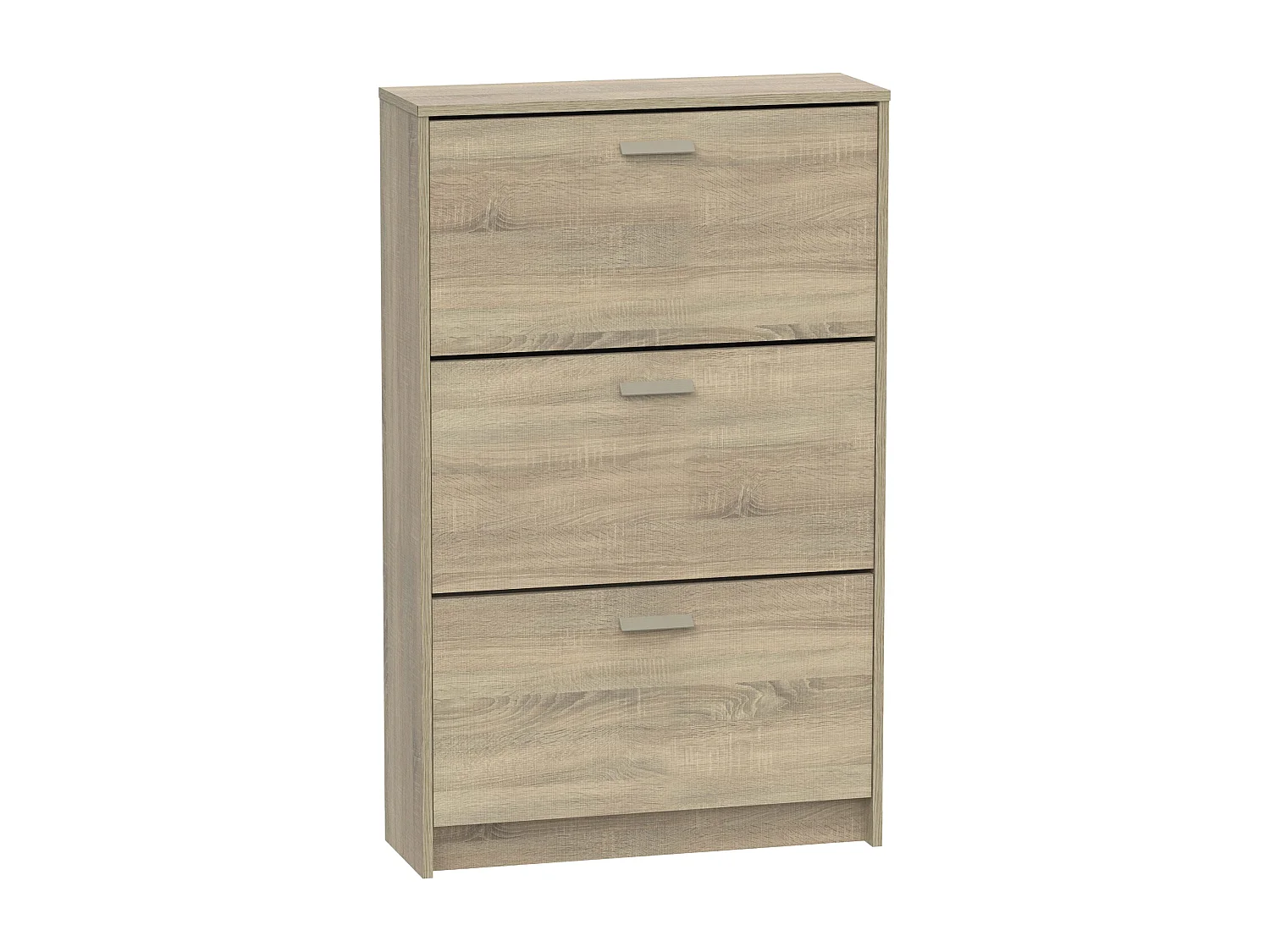 Meuble à chaussures de 3 portes, 18 paires coloris Chêne cambrien - Longueur 74 x Profondeur 25 x Hauteur 119,5 cm