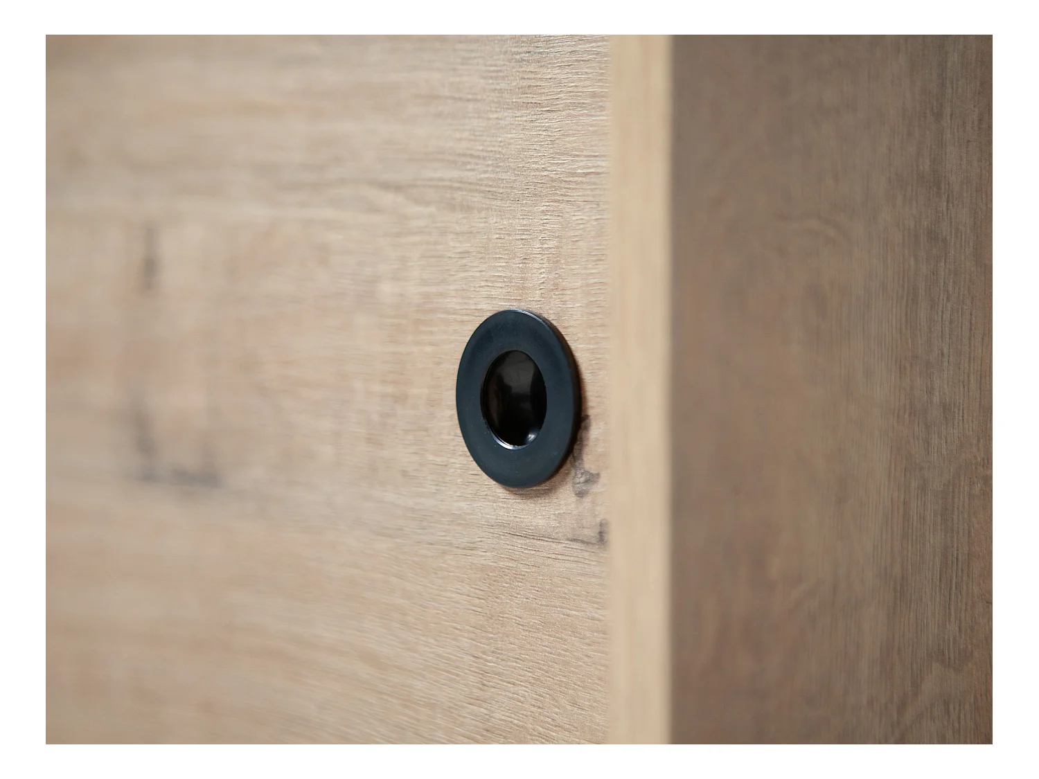 Buffet meuble de rangement 2 portes coulissantes et 4 compartiments coloris Chêne doré - Longueur 120 x Profondeur 40 x Hauteur 87 cm