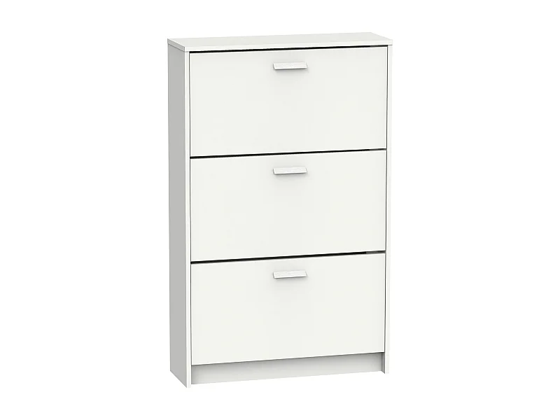 Meuble à chaussures de 3 portes, 18 paires coloris Blanc - Longueur 74 x Profondeur 25 x Hauteur 119,5 cm