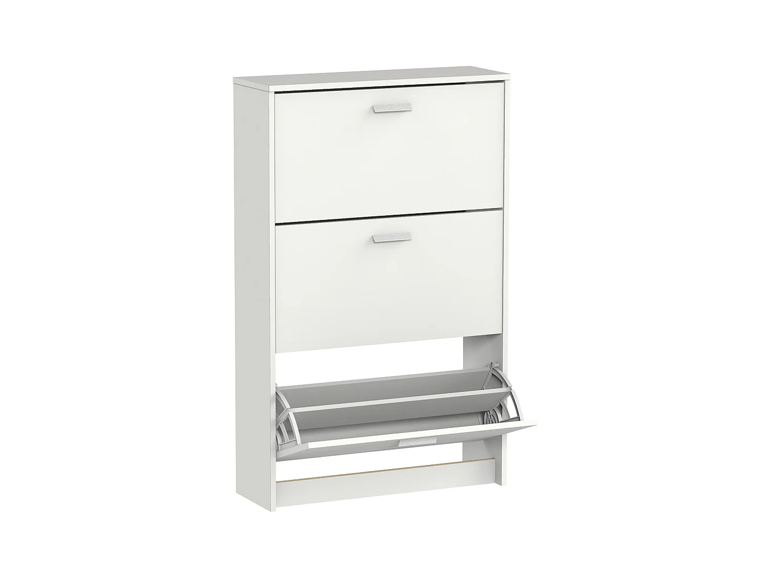 Meuble à chaussures de 3 portes, 18 paires coloris Blanc - Longueur 74 x Profondeur 25 x Hauteur 119,5 cm