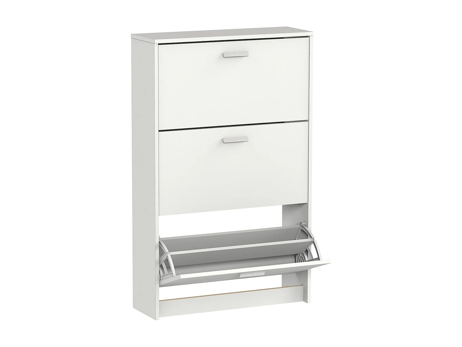 Meuble à chaussures de 3 portes, 18 paires coloris Blanc - Longueur 74 x Profondeur 25 x Hauteur 119,5 cm