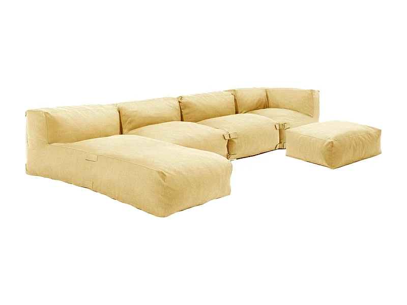 Salon de jardin modulable 5 places jaune clair  - Mixi