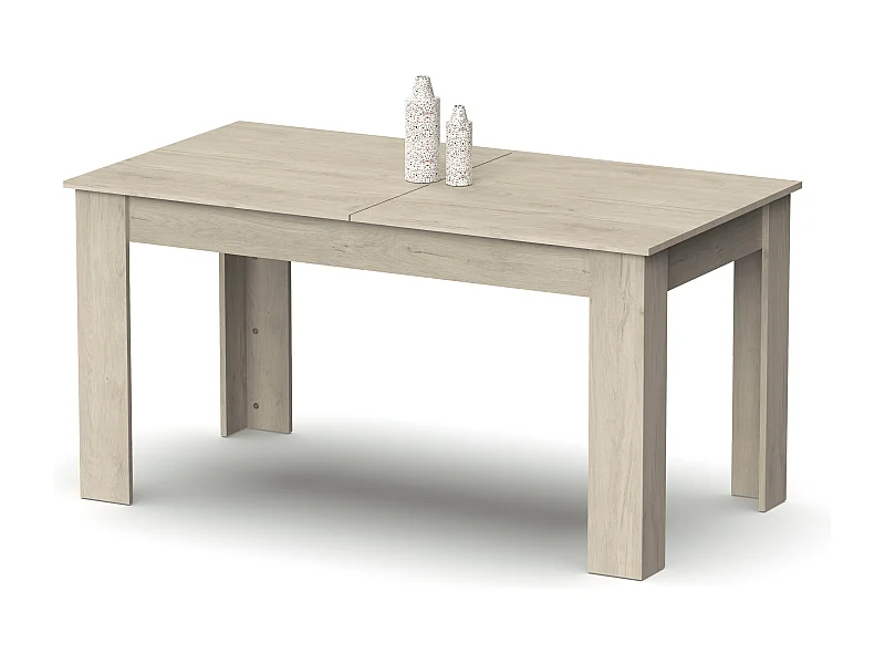 Table à manger extensible coloris Chêne Aurora - Longueur 140-195 x Profondeur 80 x Hauteur 77 cm