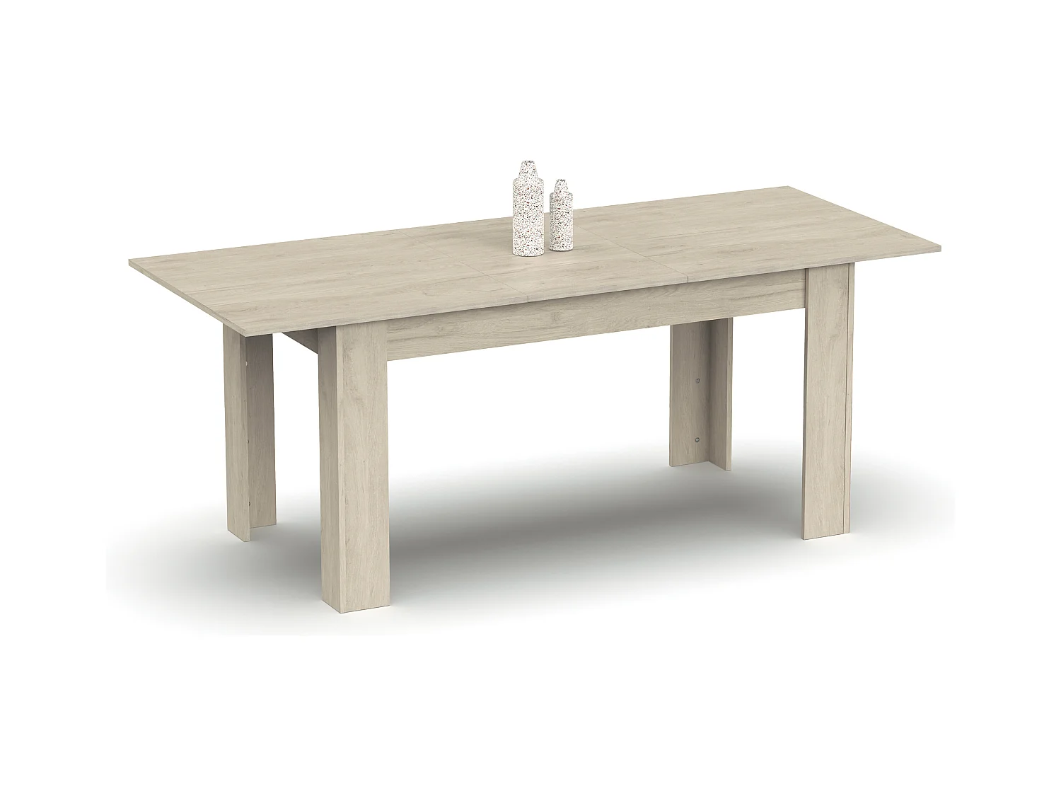 Table à manger extensible coloris Chêne Aurora - Longueur 140-195 x Profondeur 80 x Hauteur 77 cm