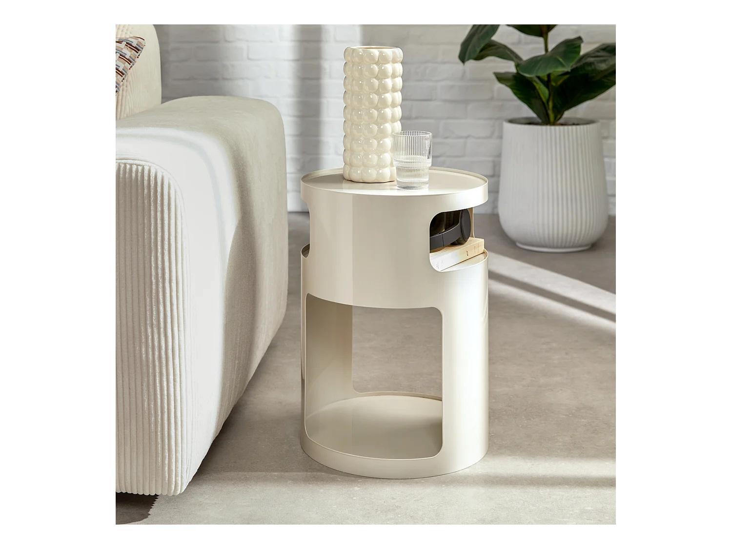 Table d'Appoint Design "Ashdal" 45cm Ivoire