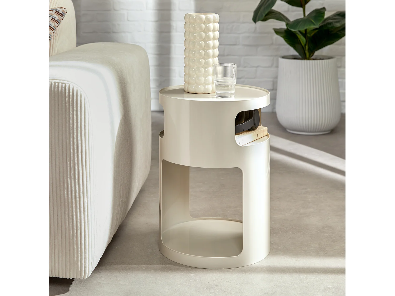 Table d'Appoint Design "Ashdal" 45cm Ivoire