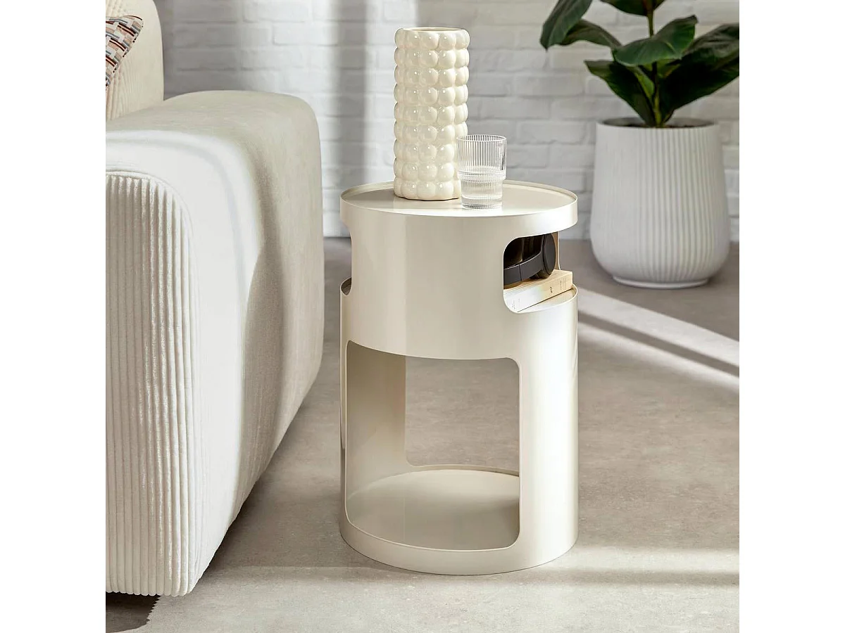 Table d'Appoint Design "Ashdal" 45cm Ivoire