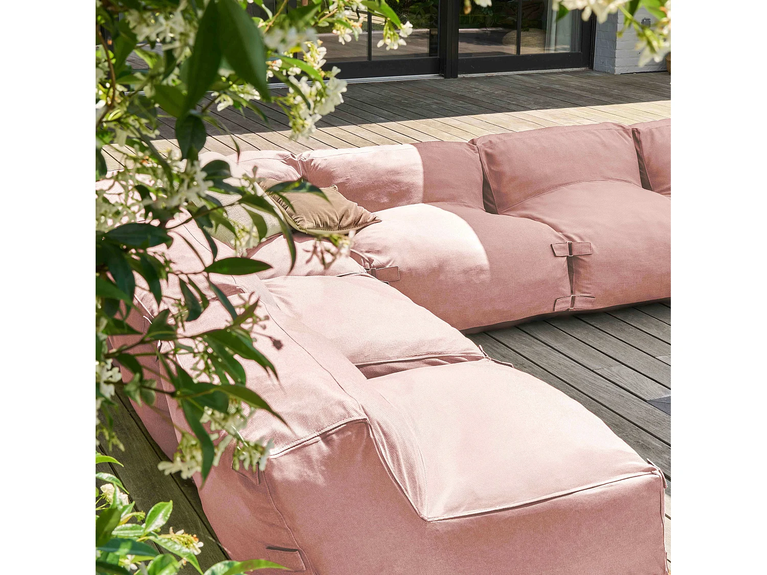 Salon de jardin modulable 8 places rose poudré