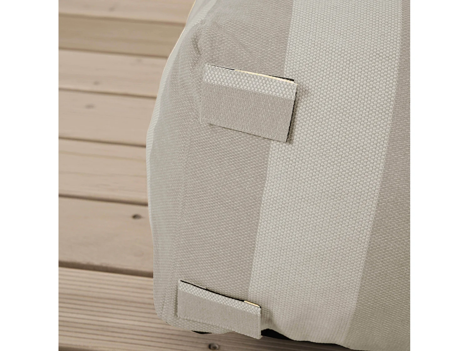 Canapé d'angle rayé de jardin modulable 4 places Beige