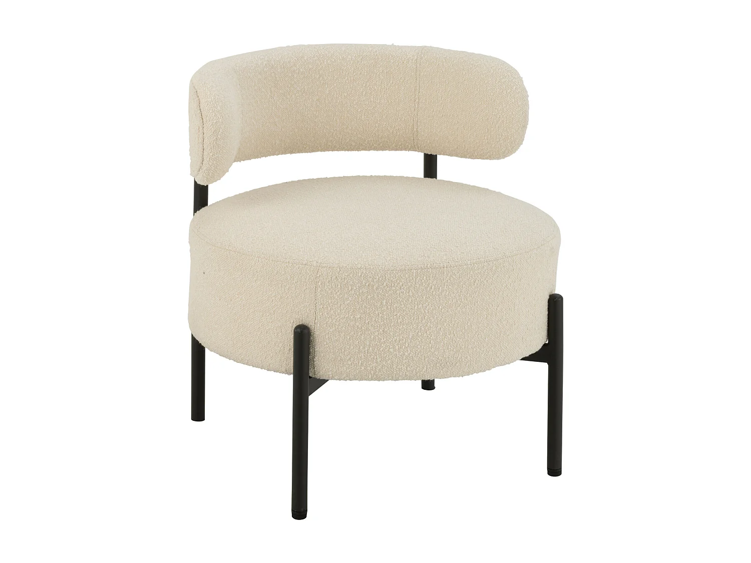 Fauteuil Lounge en Tissu Bouclé "Aldo" 67cm Blanc