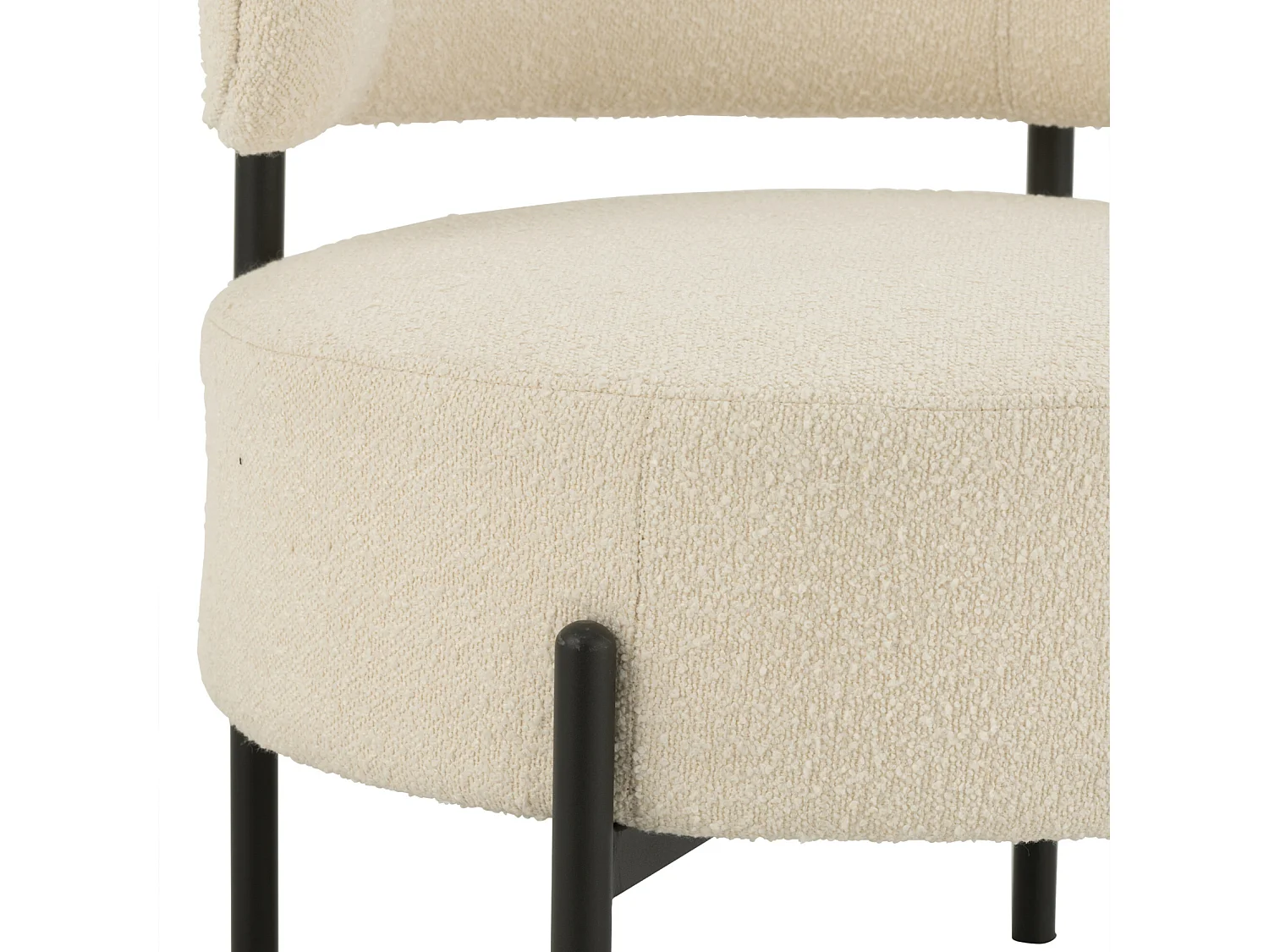 Fauteuil Lounge en Tissu Bouclé "Aldo" 67cm Blanc