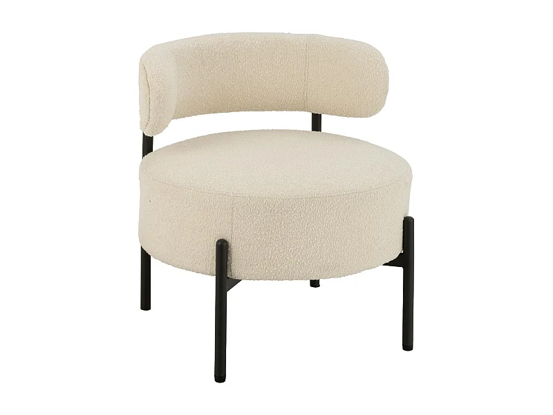 Fauteuil Lounge en Tissu Bouclé "Aldo" 67cm Blanc