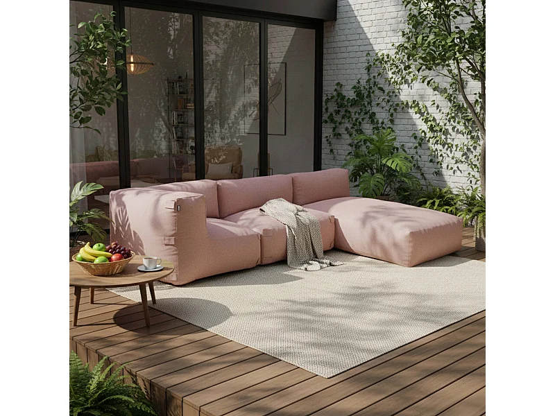 Salon de jardin modulable 3 places rose poudré