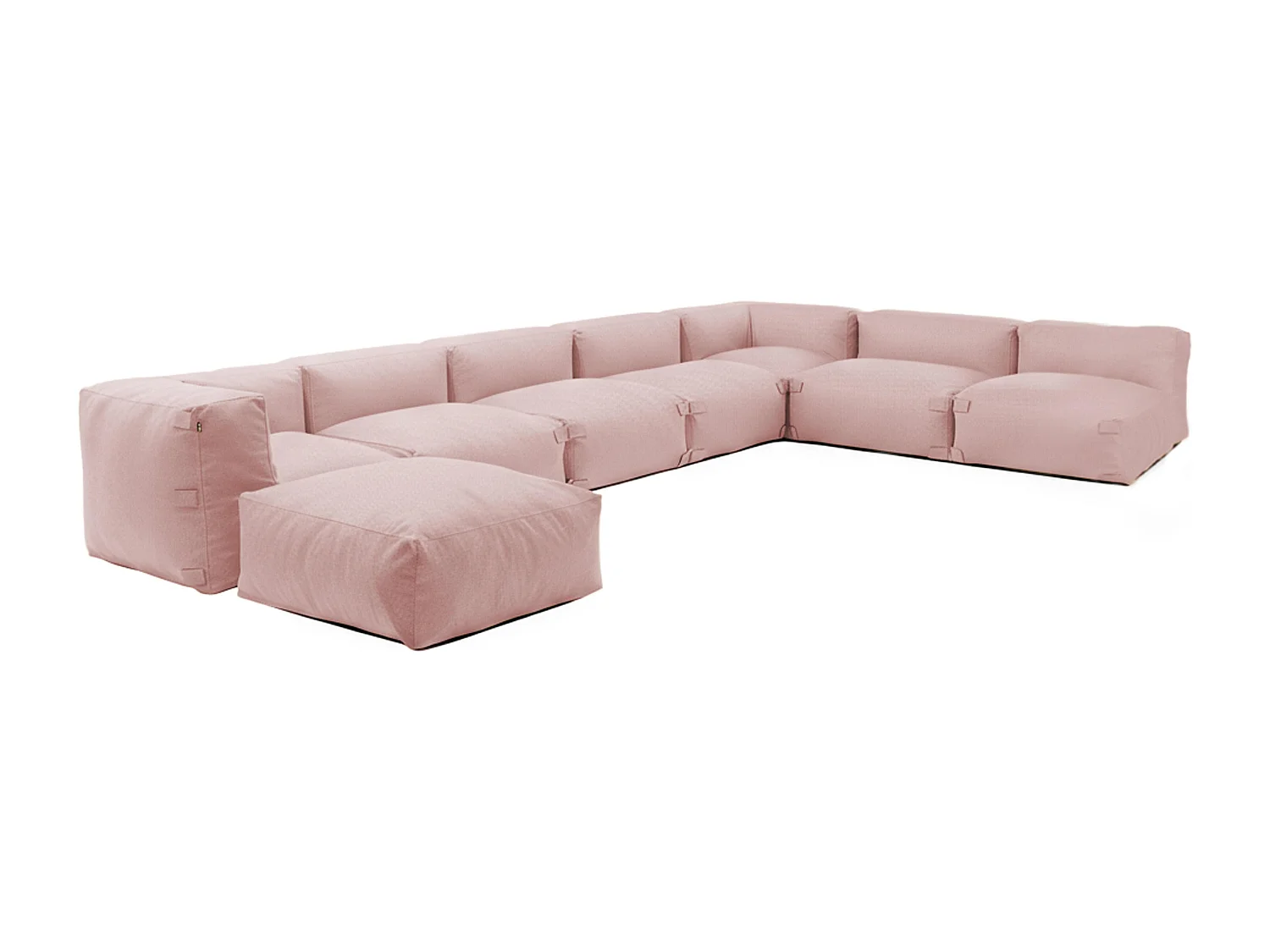 Canapé d'angle modulable 8 places rose poudré