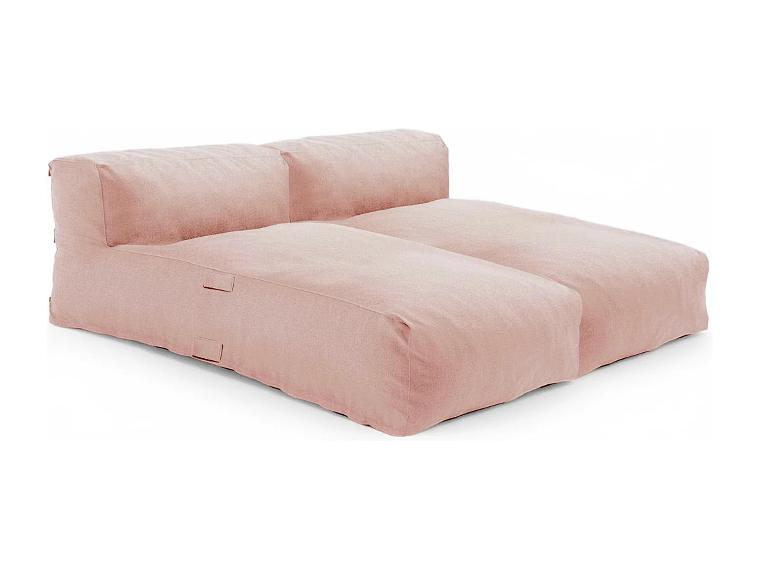 Salon de jardin modulable avec 2 méridiennes rose poudré