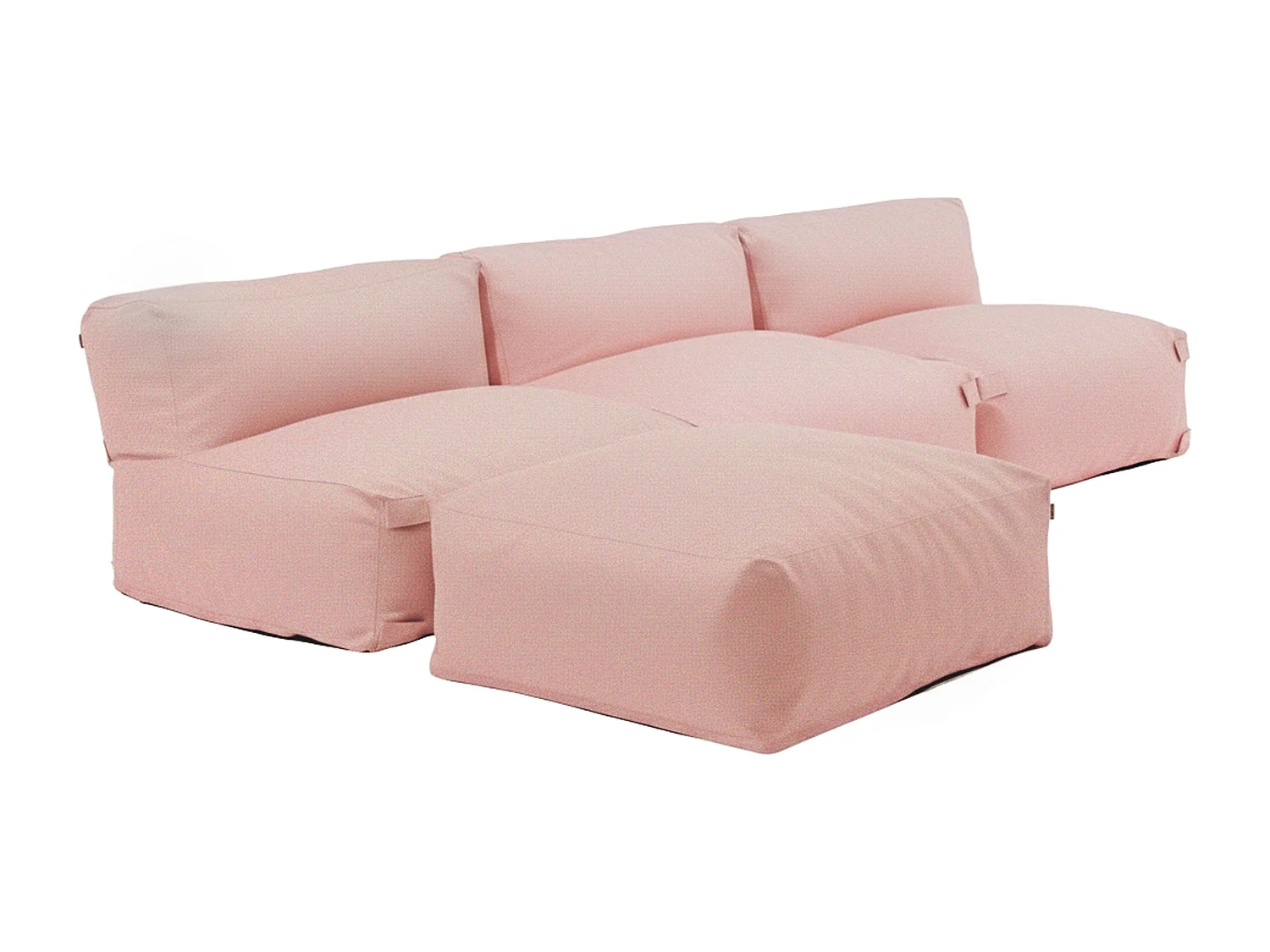 Canapé d'angle fixe modulable 4 places rose poudré