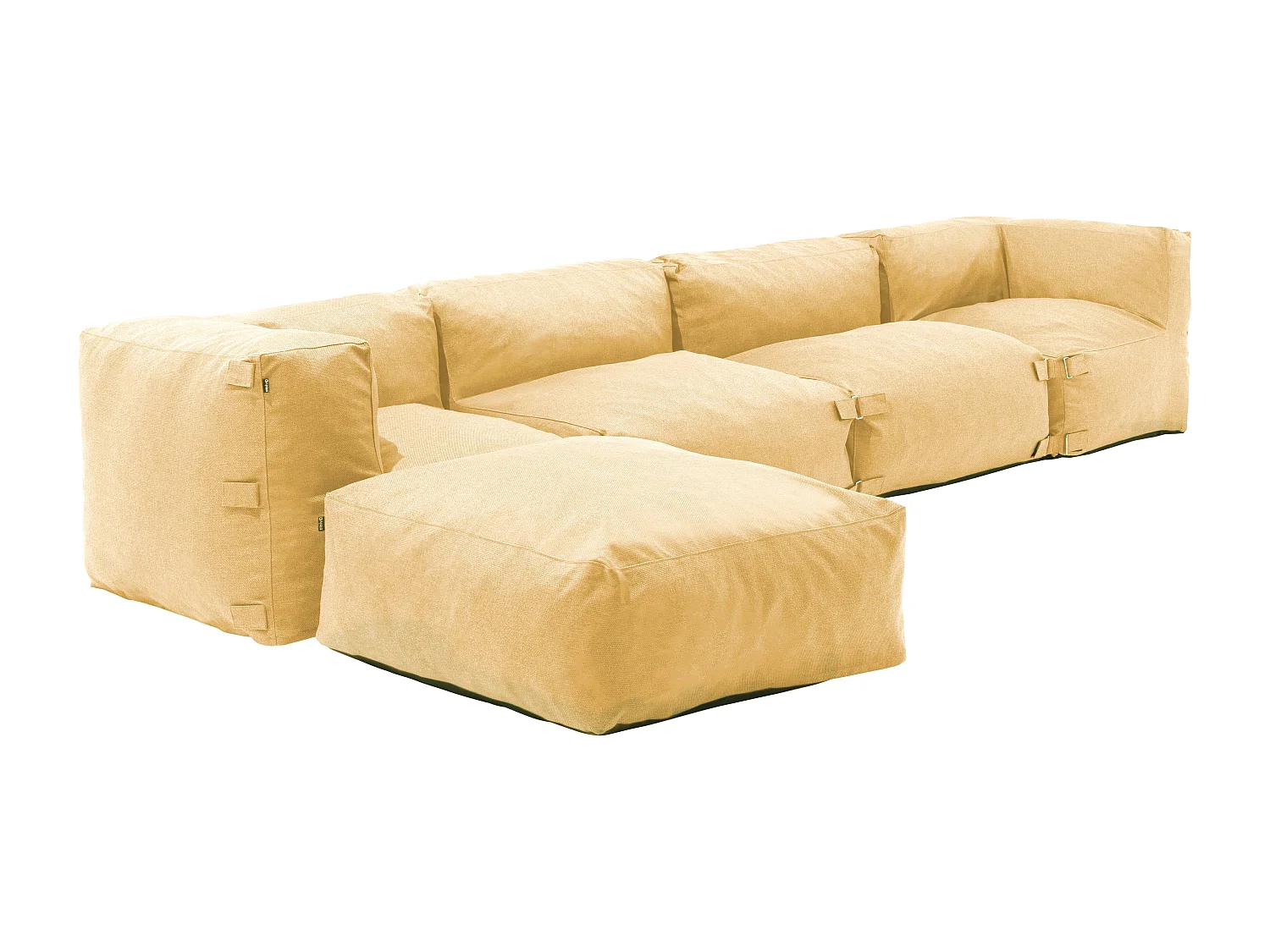 Canapé d'angle modulable 5 places jaune clair