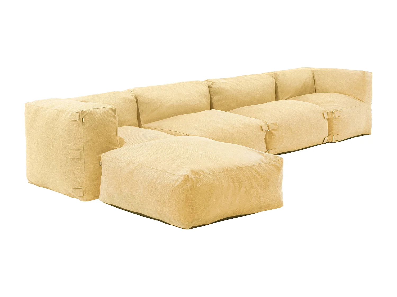 Canapé d'angle modulable 5 places jaune clair