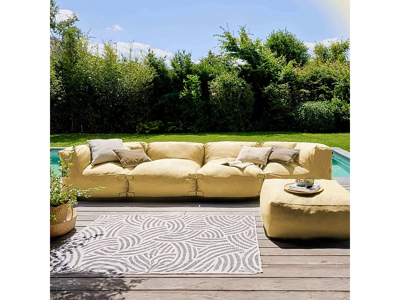 Canapé d'angle modulable 5 places jaune clair